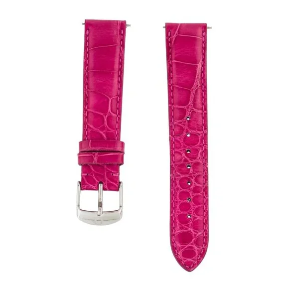 MICHELE 18mm Bright Pink Genuine Alligator Watch Strap GENUINE MICHELE 18MM LEATHER STRAP HOT PINK ALLIGATOR WITH  main image 4